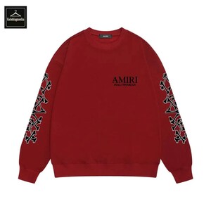Amiri-inspirerad tröja herr kvinnor streetwear rund hals döskalleärm unisex modetröja Color 3