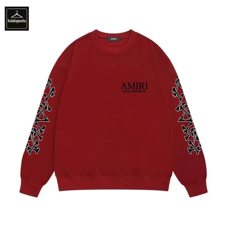 Amiri-inspirerad tröja herr kvinnor streetwear rund hals döskalleärm unisex modetröja Color 3