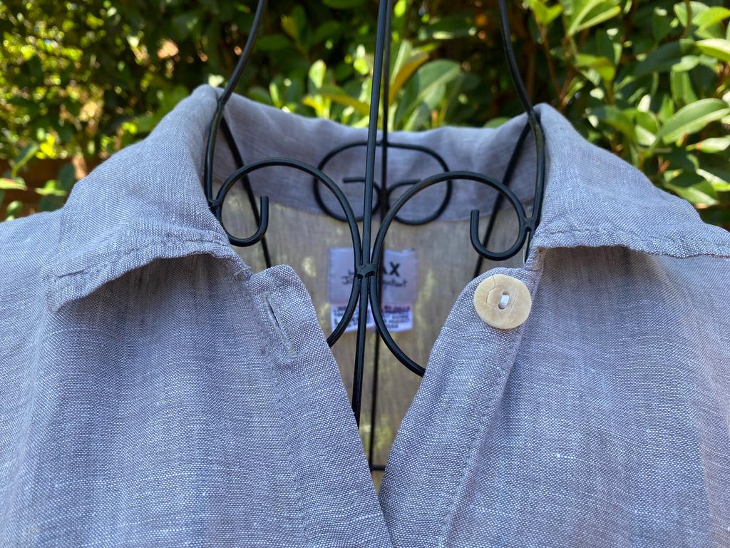 Vintage FLAX by Jeanne Engelhart - Cute sleeveless Summer Shirt in Tweedy Beige pure Linen