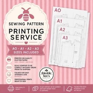 Pattern Printing | All Sizes | AO, A1, A2, A3 | Copyshop printing | PDF Sewing pattern