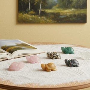 Guía espiritual de la tortuga de piedras preciosas, tótem de sabiduría ancestral para la conexión a tierra y la longevidad, guardián de escritorio de cristal curativo