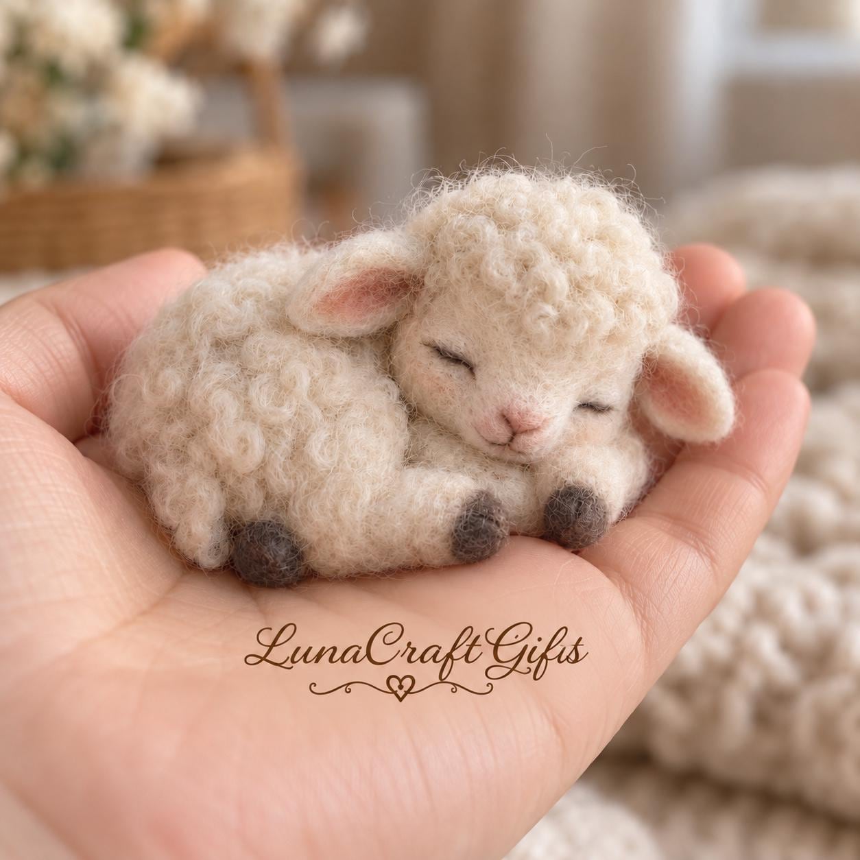 ハンドメイド 羊毛フェルト 子羊 フェルトの子羊 - Etsy 日本