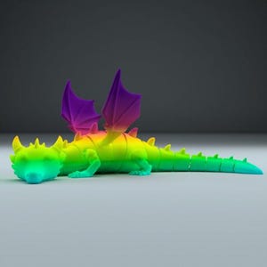 Articulated Flexi Winged Dragon STL, Colorful 3D Print Dragon Toy, Printable Fidget Dragon Model, Poseable Fantasy Creature, Digital STL Fil