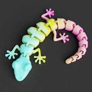 Articulated lizard for 3D printing , STL for print 3D, 3D Printable Toy, Articulated Fidget Figure, Print-In-Place Body, Cute Flexi