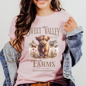 Camiseta de vaca de las Tierras Altas, camiseta suave de lona Bella, camiseta rústica de animales de granja, camiseta con gráfico de vaca Cottagecore, regalo para amantes de las vacas, camiseta para amantes de los animales imagen 6