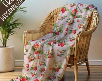 Pink Strawberry Sherpa Fleece Throw Strawberry Blanket Pink Strawberries Throw for Grandma Blanket for Baby Shower Blanket Gift Idea for Mom