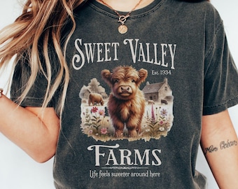Comfort Colors Highland Cow Shirt for Summer Tee for Cow Lover T-Shirt Vintage Ad Tshirt Vintage Cow Rustic Farm Shirt Cute Cow Gift Idea