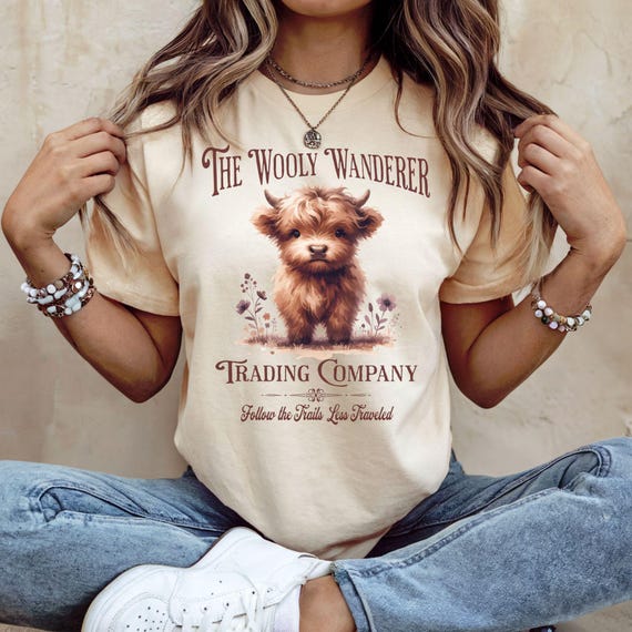Vintage Highland Cow T-Shirt Bella Canvas Retro Farm Ad Style Cow Graphic Tee Rustic Country Aesthetic Shirt for Cow Lover Highland Cow Gift