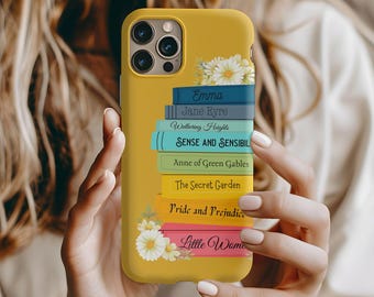 Yellow Classic Books iPhone Case for Book Lover Phone Case for Reader Jane Austen Fan Gift for Book Collector iPhone Case Book Lover Gift