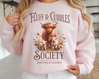 Vintage Highland Cow Sweatshirt Scottish Highland Crewneck Farm Animal Apparel Funny Highland Cow Sweatshirt Farm Animal Apparel Cow Apparel
