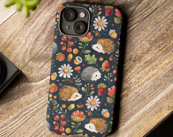 Animal Lover iPhone Case for Hedgehog Owner Phone Case Gift Idea for Nature Lover iPhone Case for Her Floral Phone Case Hedgehog Gift Idea