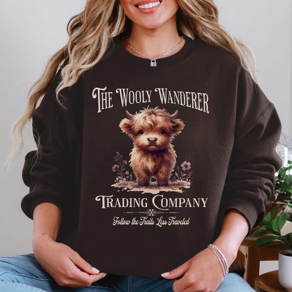 Vintage Highland Cow Sweatshirt Trading Company Shirt |Rustic Farm Aesthetic Country Western Sweater Highland Cow Apparel Cute Sweatshirt