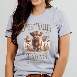 Camiseta de vaca de las Tierras Altas, camiseta suave de lona Bella, camiseta rústica de animales de granja, camiseta con gráfico de vaca Cottagecore, regalo para amantes de las vacas, camiseta para amantes de los animales imagen 7