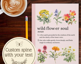 Wildblumen Seele Hardcover Journal Personalisierte Wirbelsäule Individuell Name Floral Notebook Botanische schreiben Buch Pastell Ästhetik Natur Geschenk Frauen