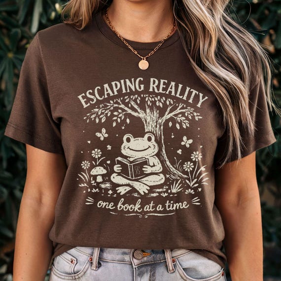 Funny Frog Shirt Cottagecore Frog Tee for Book Lover Tshirt Bookish Shirt Vintage Frog Tee Cute Frog Shirt Tom Foolery T-Shirt Retro Frog