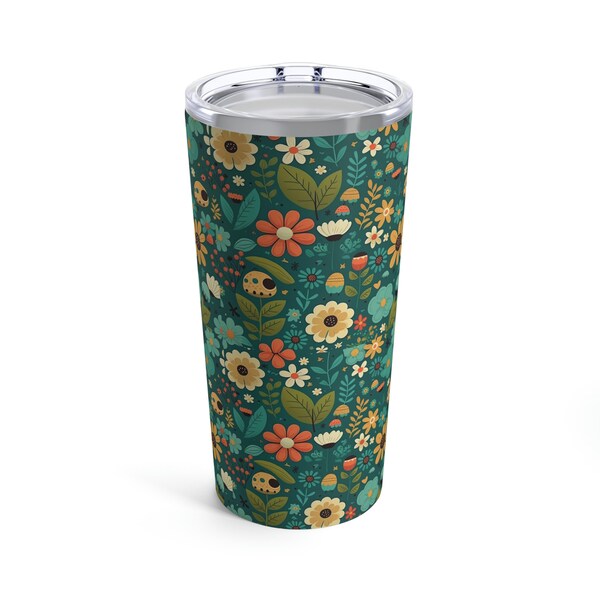 Folk Art Floral Tumbler for Her Flower Travel Mug Gift for Women Wildflower Tumbler Gift for Her Daisies Travel Cup for Her