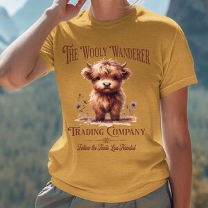 Vintage Highland Cow T-Shirt Bella Canvas Retro Farm Ad Style Cow Graphic Tee Rustic Country Aesthetic Shirt for Cow Lover Highland Cow Gift image 9