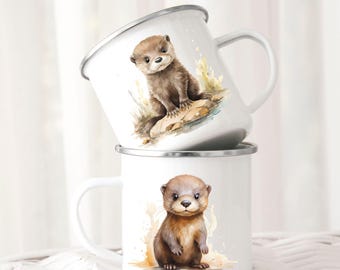 Otter Camping Mug for Animal Lover Camp Mug Gift Idea for Otter Lover Mug Cute Otter Gift for Her Camp Cup for Nature Lover Camp Mug Gift
