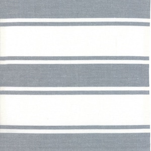 May include: White fabric with horizontal gray stripes. The fabric has a woven texture.