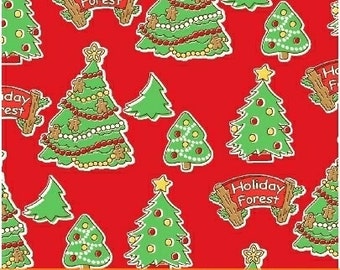 Storybook Christmas Red Christmas Trees 41751-3 by Whistler Studios for Windham Fabrics