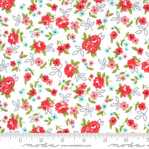 Sunday Stroll White Red Little Floral 55222 21 by Bonnie & Camille for Moda