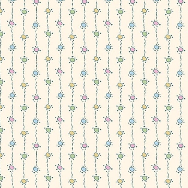 End of Bolt 1 yard 6.5" of Downton Abbey Ladies Collection Dotty Stripe Pastel 7331-EB by Andover