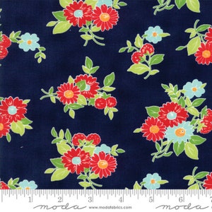 The Good Life Navy Summer Dark Blue Flowers 55151 16 by Bonnie & Camille for Moda