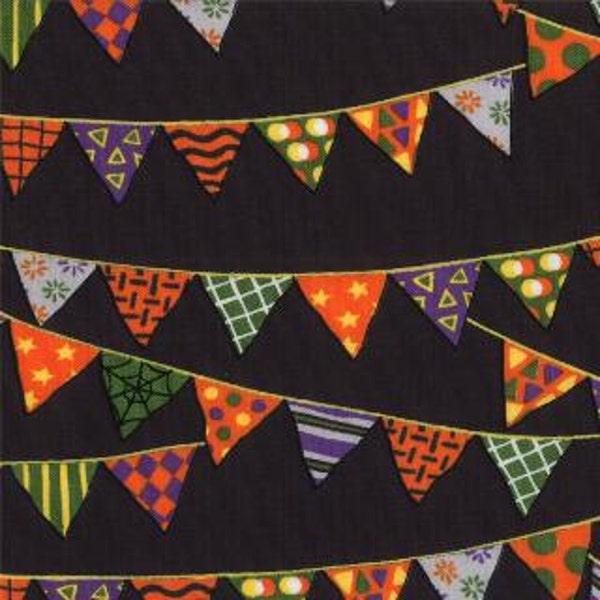 End of Bolt 12” of Pumpkin Party Bat Black Banners by Deb Strain for Moda