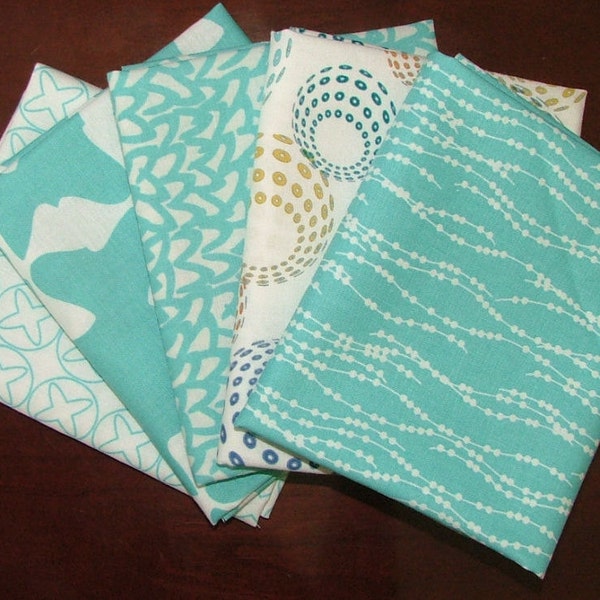 Last One Sphere Blue Fat Quarter Bundle of 5 by Zen Chic for Moda