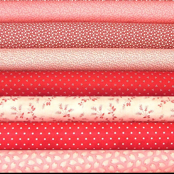 Red Pink Bundle of 7 of by Margo Krager The Rocky Mountain Quilt Museum for Washington Street Studio of P&B Textiles and Andover LAST ONE