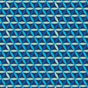 May include: Abstract geometric pattern with overlapping circles in shades of blue, teal, and navy.