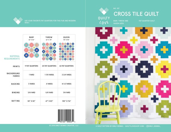 Cross Tile Quilt Pattern QL 107 by Emily Dennis of Quilty Love