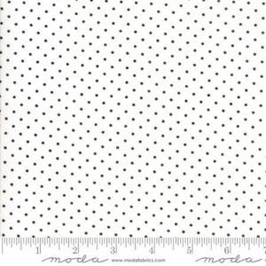 May include: White fabric with a repeating pattern of small, dark grey dots.