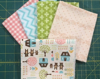 Home Sweet Home Fat Quarter Bundle of 4 by Stacy Iset Hsu and Other Miscellaneous Fabrics LAST ONE