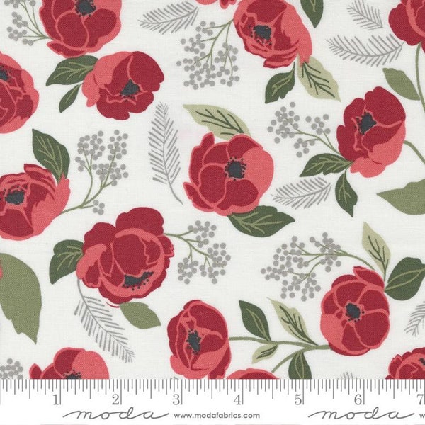 Christmas Eve Snow White Christmas Blooms 5180 11 designed by Lella Boutique for Moda