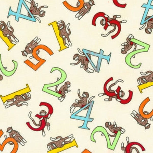 LAST PIECE  1 Yard 8.5" of Funky Monkey Counting by Erin Michael for Moda