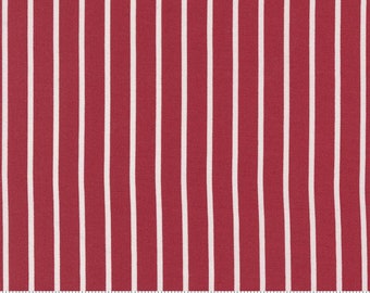 Christmas Eve Cranberry Stripe 5186 16 designed by Lella Boutique for Moda