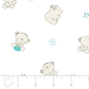 Bambino Theodore Bear Turquoise Gauze by Camelot Fabrics