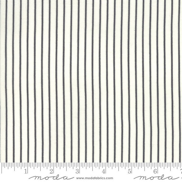 End of Bolt 7.5" of Fine and Sunny Charcoal Picket Stripe 18177 22 by Jen Kingwell for Moda