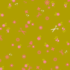 Handiwork Olive Sew A-9252-G by Allison Glass for Andover Fabrics