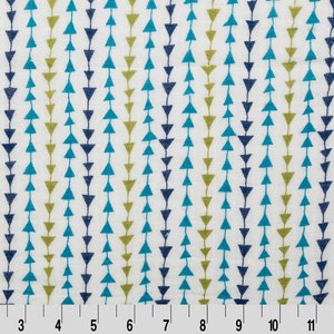 End of Bolt 35” of Arrow Embrace Double Gauze Swaddling Cloth in Teal/Midnight/Kiwi by Shannon Fabrics