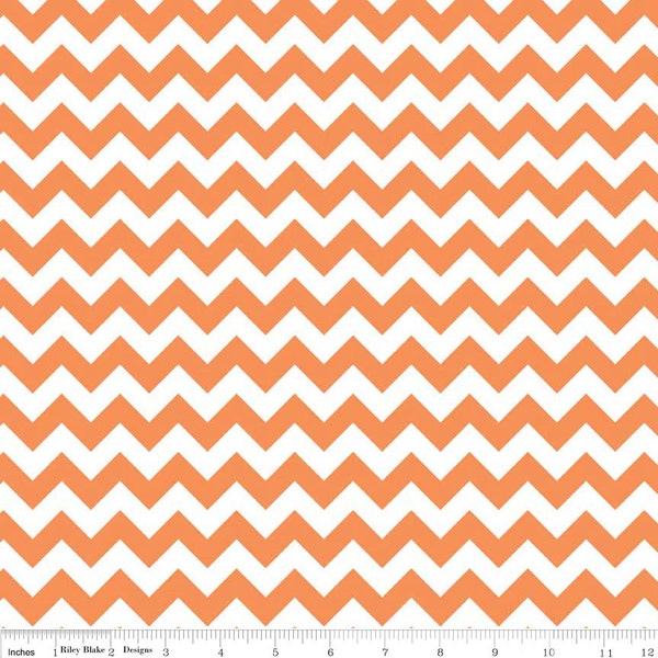 End of Bolt 23.5" of Small Chevron in Orange by Riley Blake