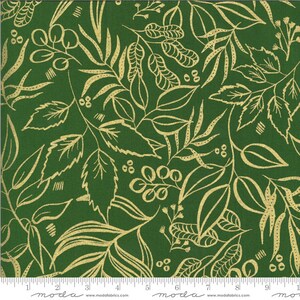 Moody Bloom Metallic Jungle Green Leaf It To Me 8449 37M designed by Laura Muir of Create Joy Project for Moda