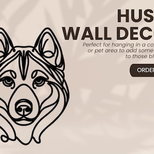 Husky- Dog Line Art Wall Decor – Minimalist Pet Wall Sign – Custom Dog Wall Art for Dog Lovers