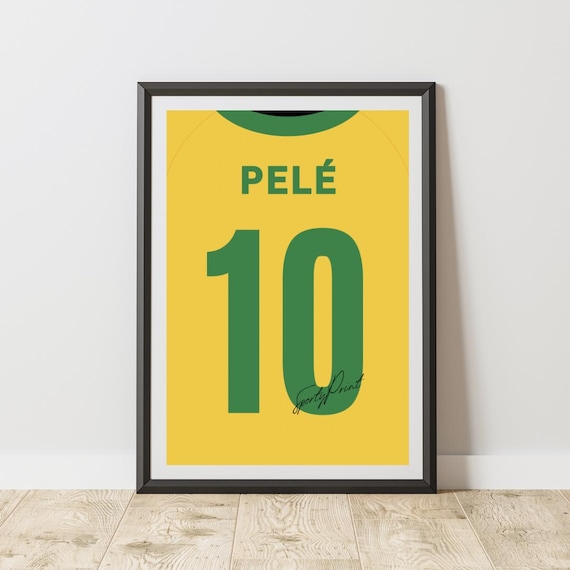 Pele 10 Jersey Back Wall Art, Printable Football Shirt Poster, A3