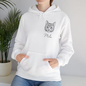 Custom Cat Hoodie - Personalized Pet Portrait Sweatshirt with Cat Name - Gift for Cat Lovers