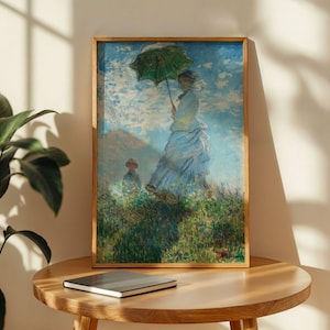 Monet &quot;Woman with Parasol&quot; Art Print: Impressionist French Landscape