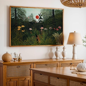 Henri Rousseau Jungle Art Print: The Repast of the Lion, Vintage Botanical Wall Decor