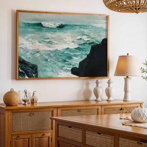 Stormy Seascape Print: Dramatic Ocean Waves Coastal Wall Art