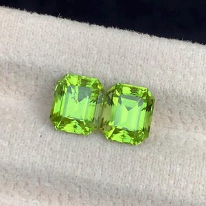 Natural Green Peridot Gemstone Pair, Faceted Loose Stones for Fine Jewelry, Collector’s Gem & Birthstone – 3.50 CT